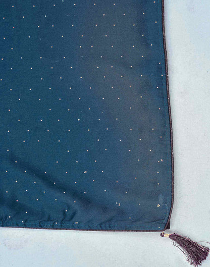 Dusty Navy Blue Georgette Stone Work Swarovski  Saree