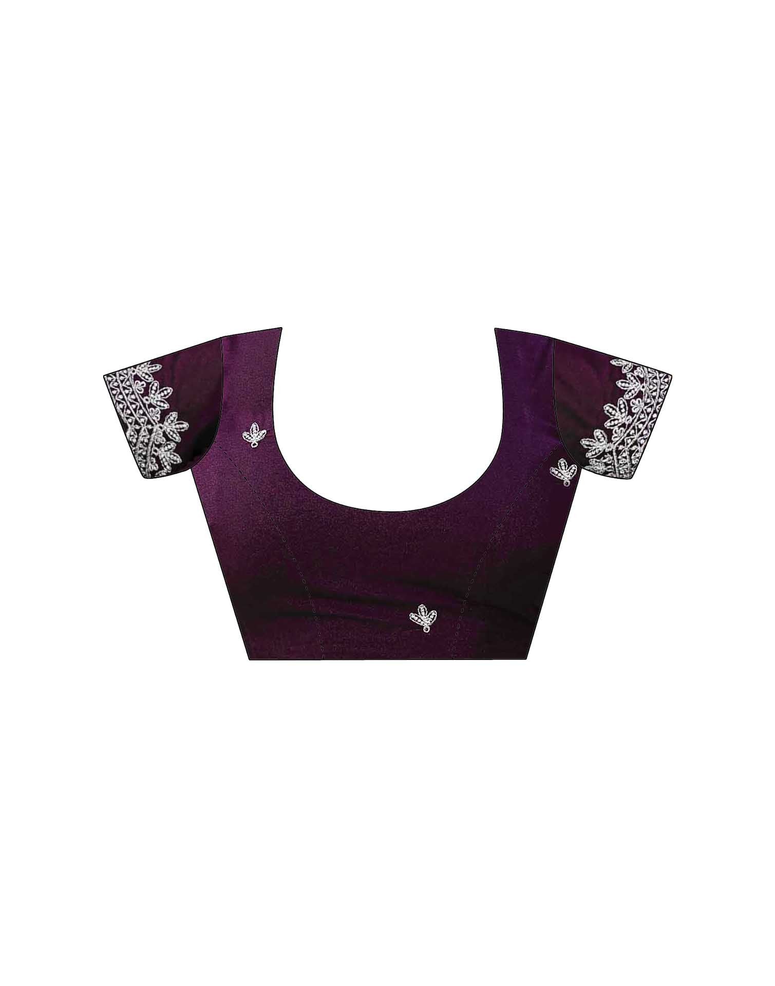 Wine Shimmer Georgette Embroidery Embellished Saree