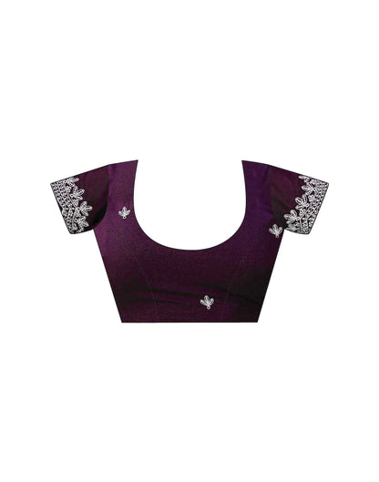 Wine Shimmer Georgette Embroidery Embellished Saree