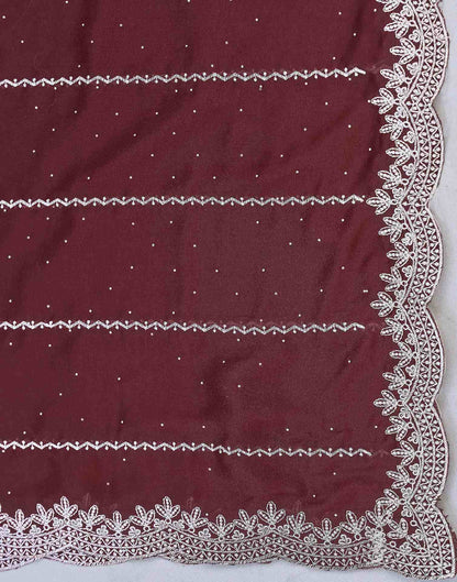 Maroon Shimmer Georgette Embroidery Embellished Saree