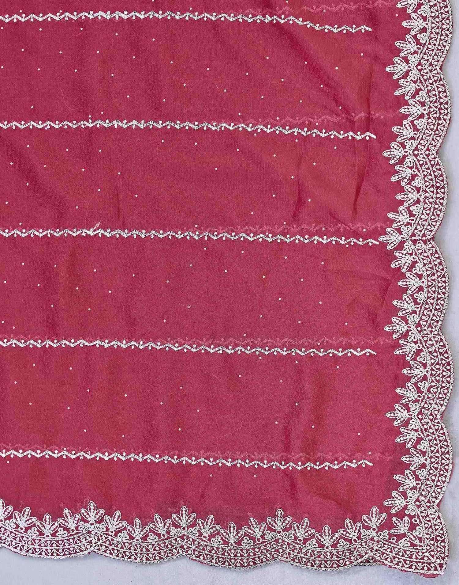 Pink Shimmer Georgette Embroidery Embellished Saree