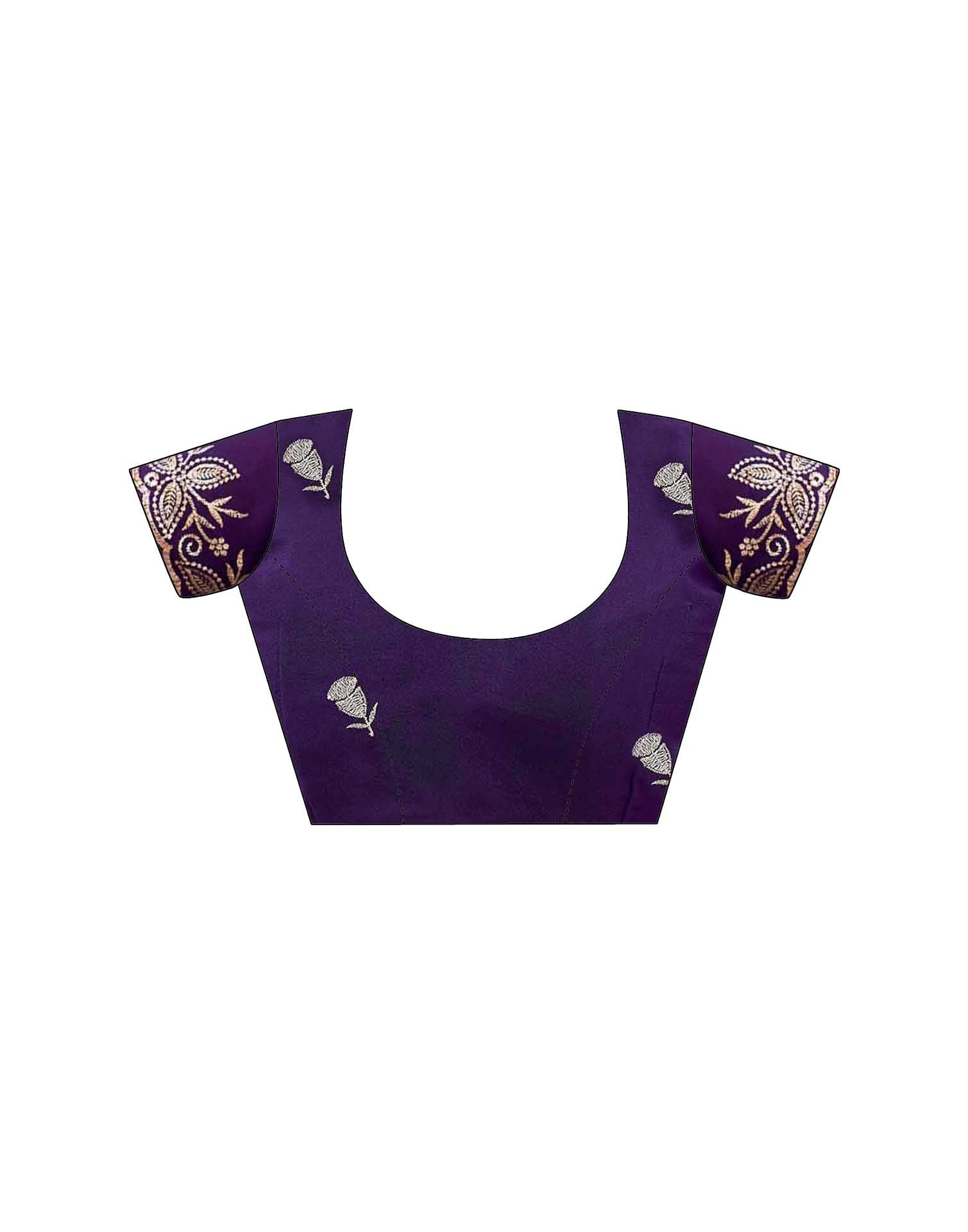 Dusty Purple Georgette Embroidery Saree