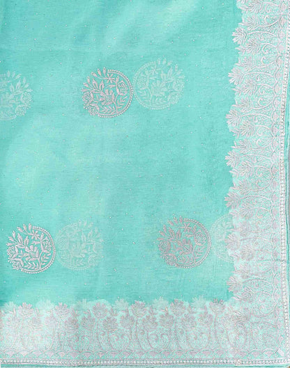 Sky Blue Shimmer Embroidery Embellished Saree