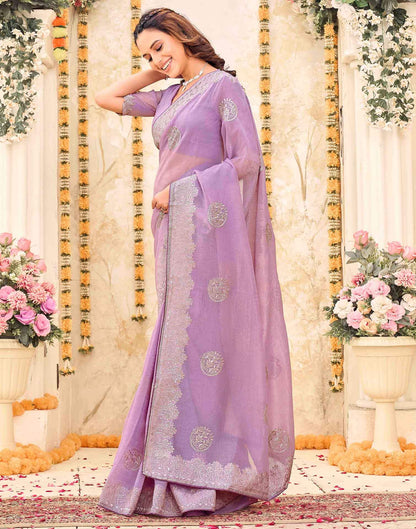 Lavender Shimmer Embroidery Embellished Saree