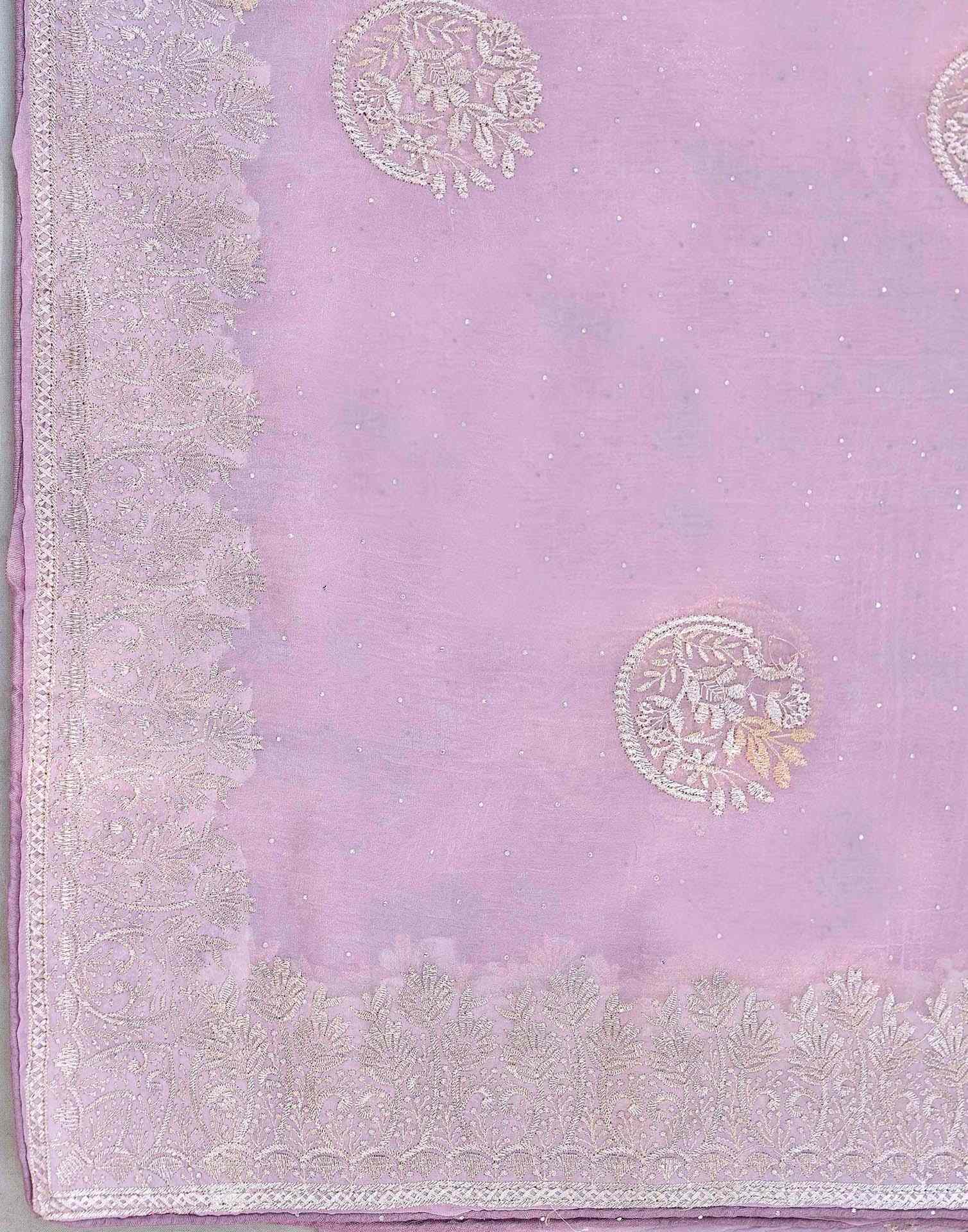 Lavender Shimmer Embroidery Embellished Saree