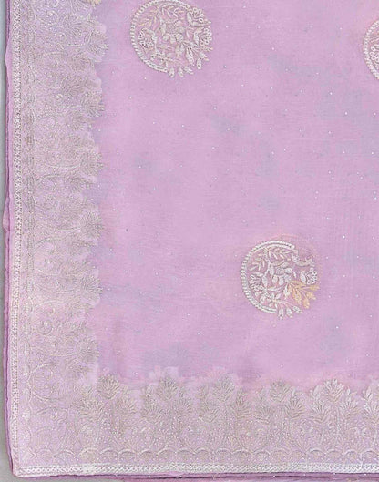 Lavender Shimmer Embroidery Embellished Saree