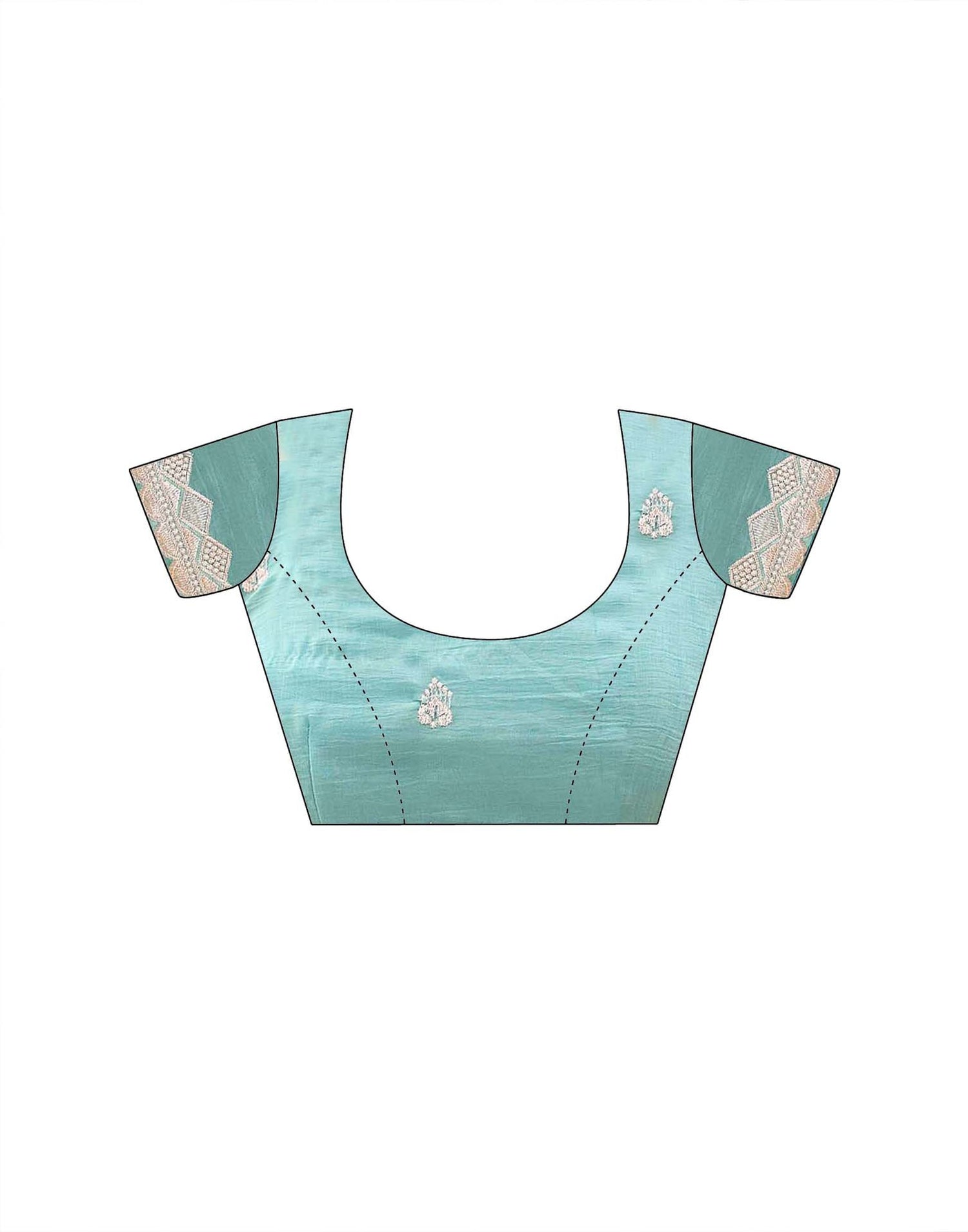 Turquoise Blue Shimmer Embroidery Embellished Saree