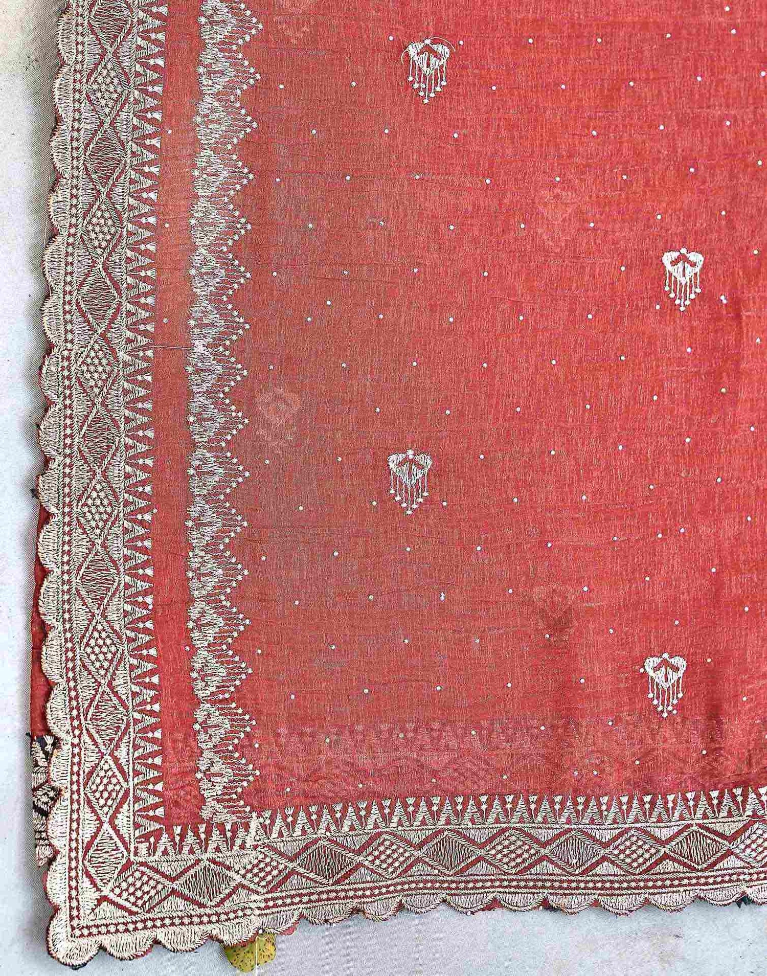 Brown Shimmer Embroidery Embellished Saree