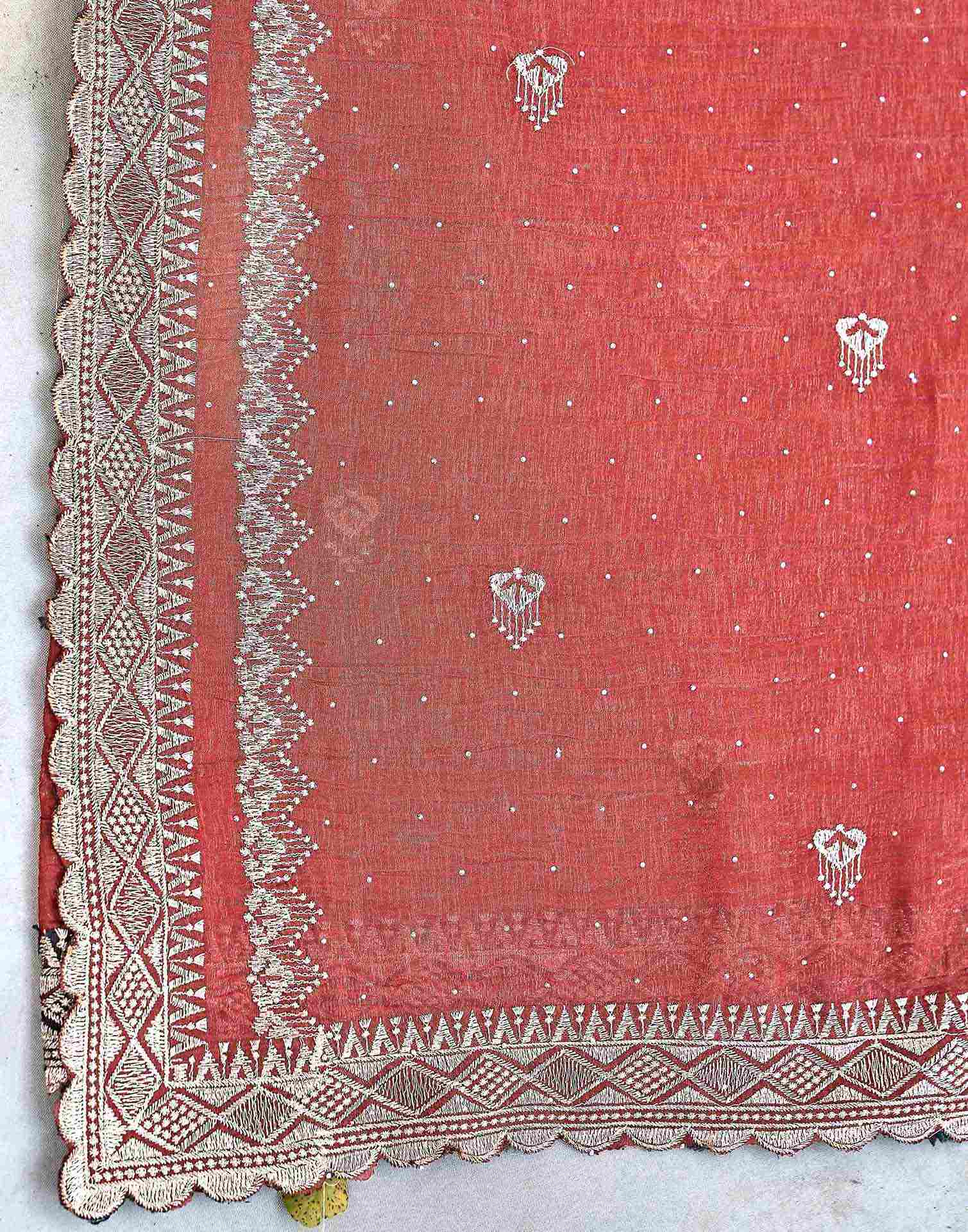 Brown Shimmer Embroidery Embellished Saree