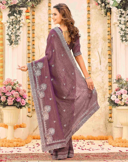 Mauve Shimmer Embroidery Embellished Saree