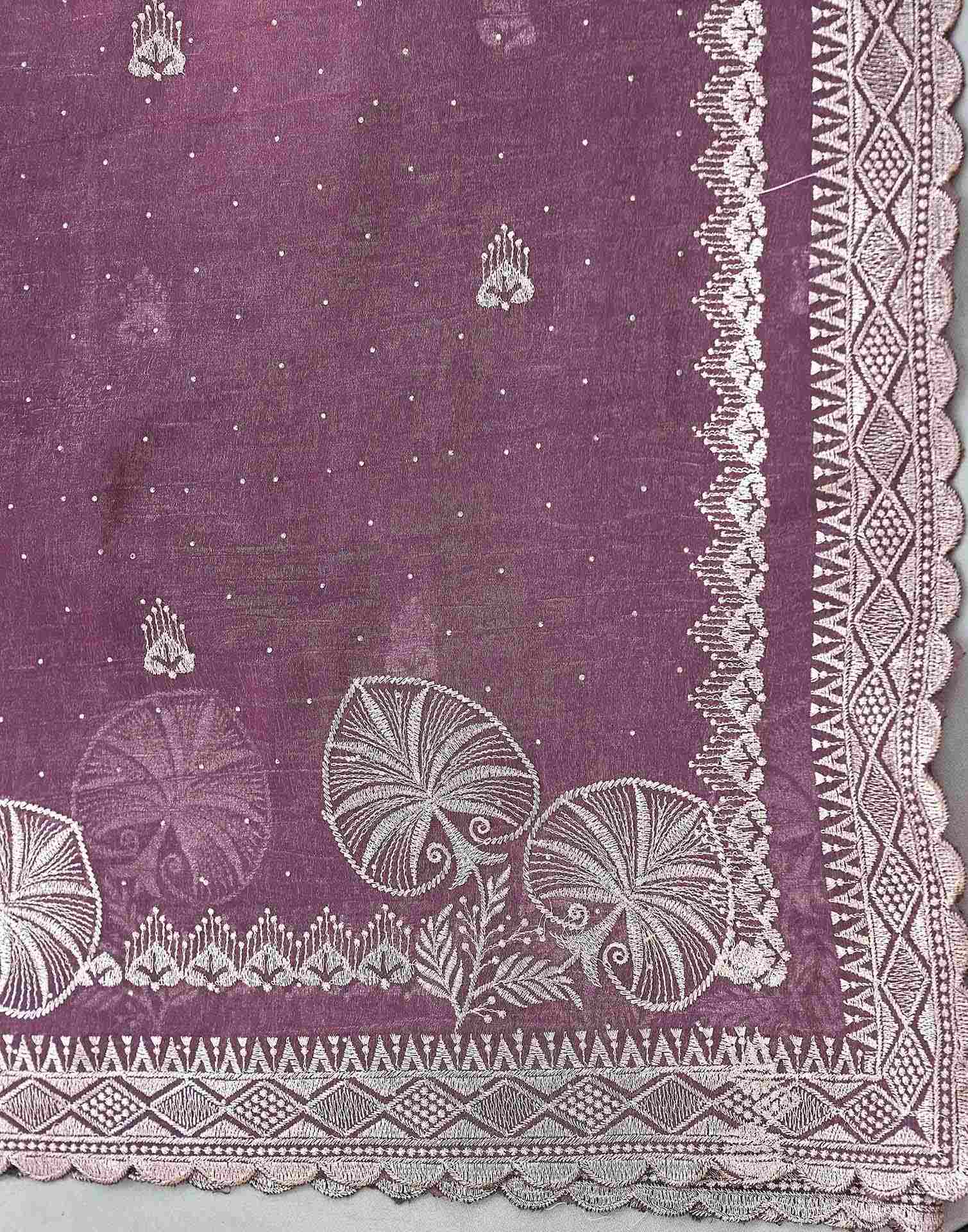 Mauve Shimmer Embroidery Embellished Saree