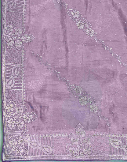 Lavender Tissue Silk Embroidery Embellished Saree