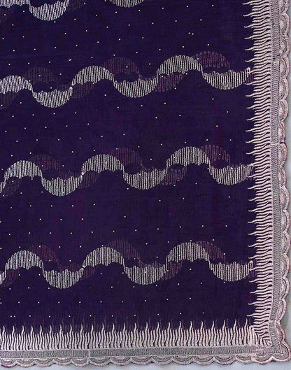 Dark Purple Shimmer Embroidery Embellished Saree