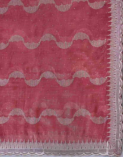 Dusty Rose Pink Shimmer Embroidery Embellished Saree