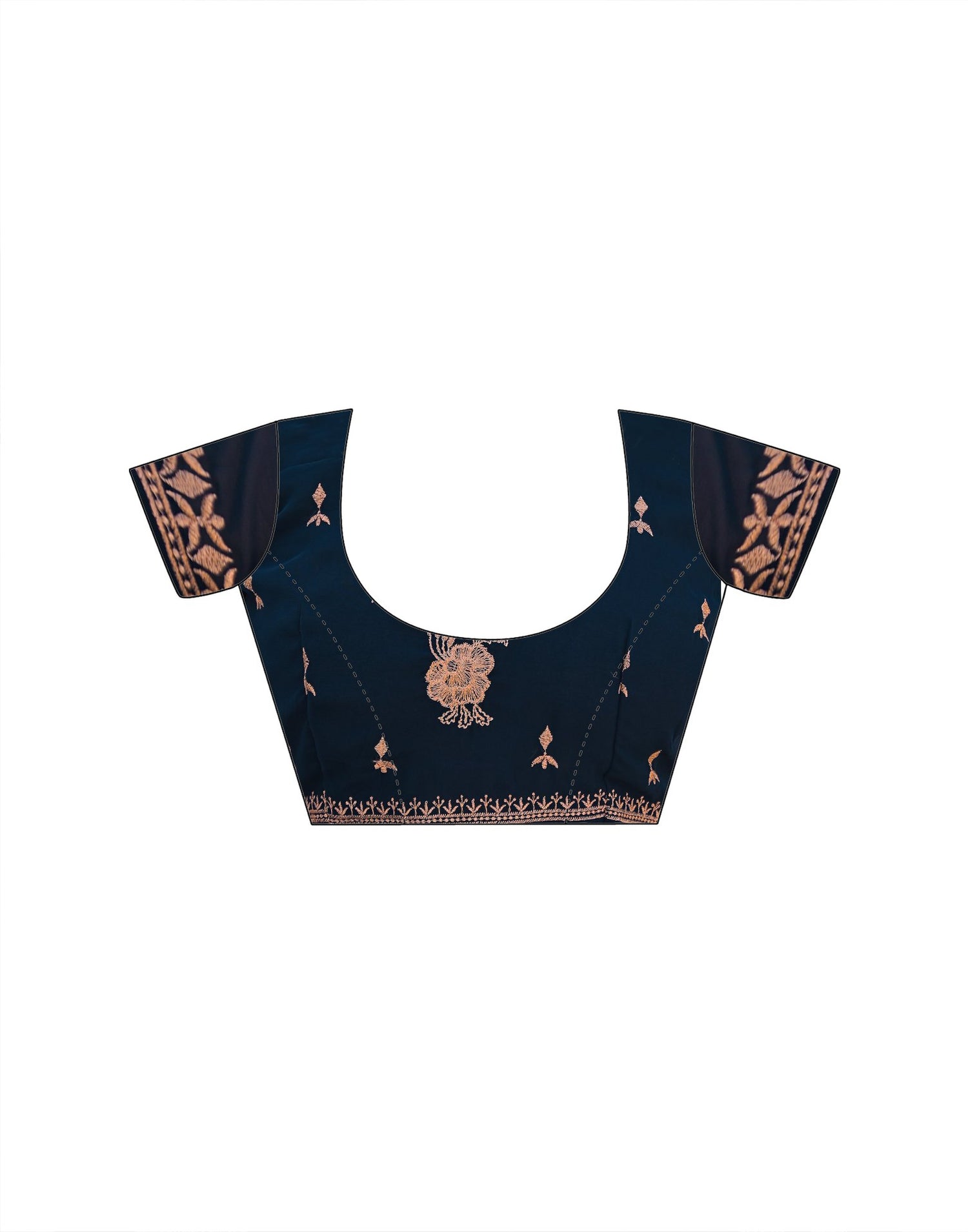 Dark Navy Blue Georgette Embroidery Embellished Saree