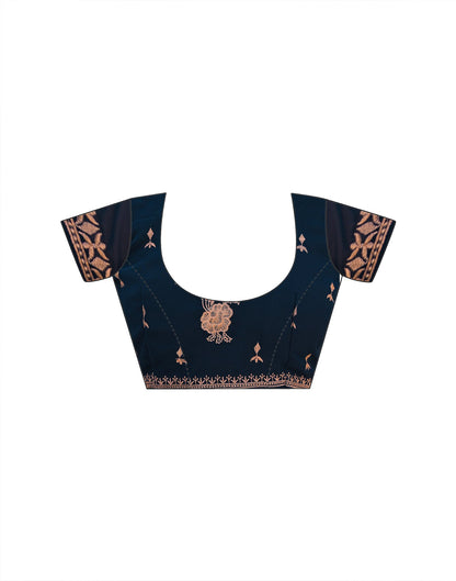 Dark Navy Blue Georgette Embroidery Embellished Saree