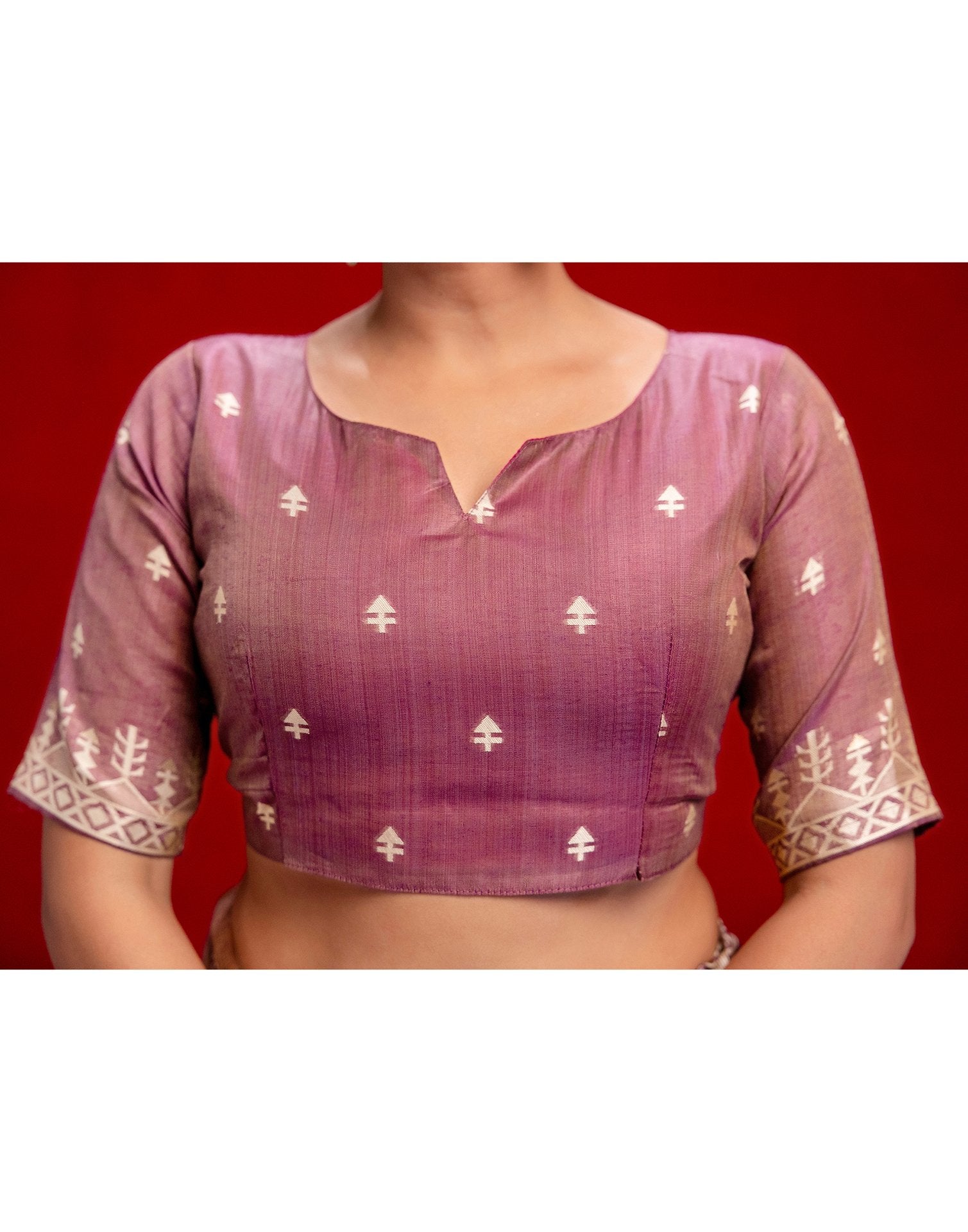 Dusty Purple Cotton Woven Printed Saree