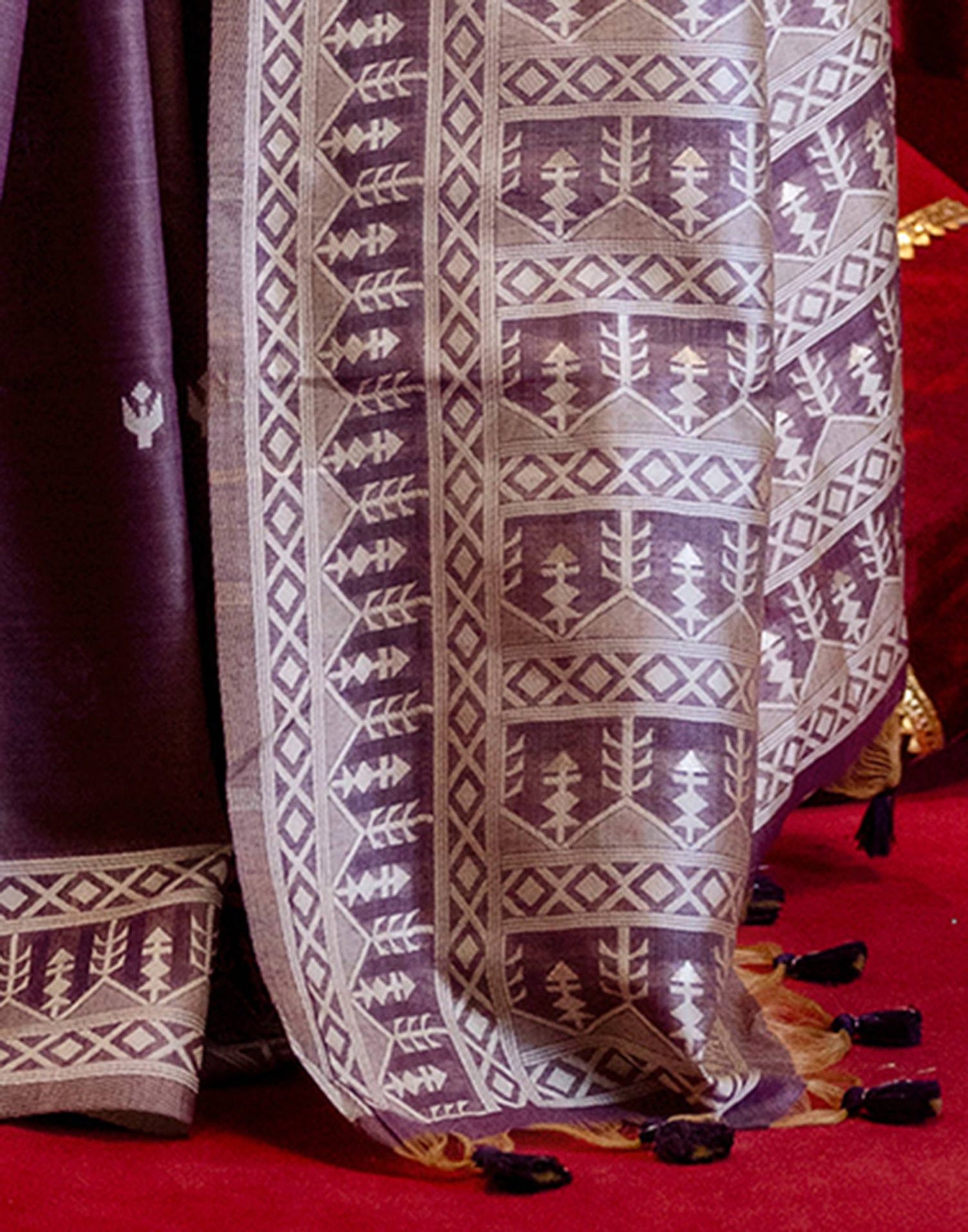 Dusty Purple Cotton Woven Printed Saree