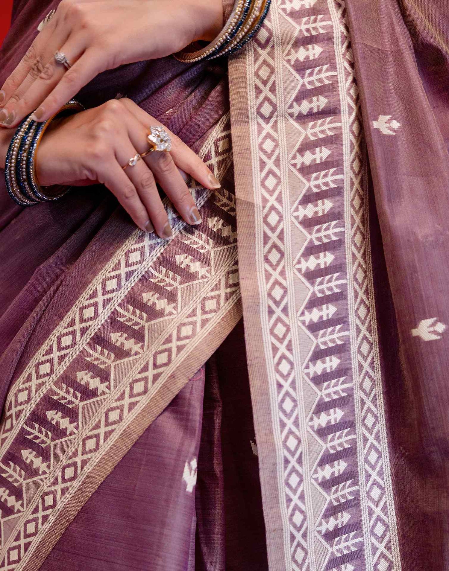 Dusty Purple Cotton Woven Printed Saree