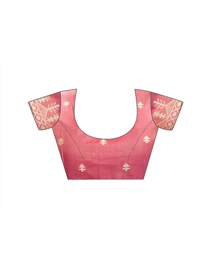Rose Pink Cotton Woven Printed Saree