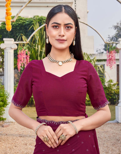 Rani Pink Shimmer Stone Work Swarovski Saree