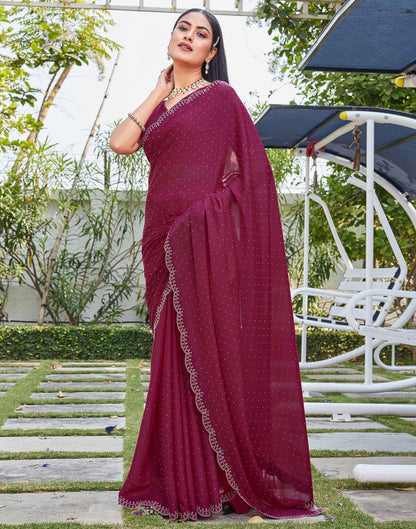 Rani Pink Georgette Stone Work Swarovski Saree