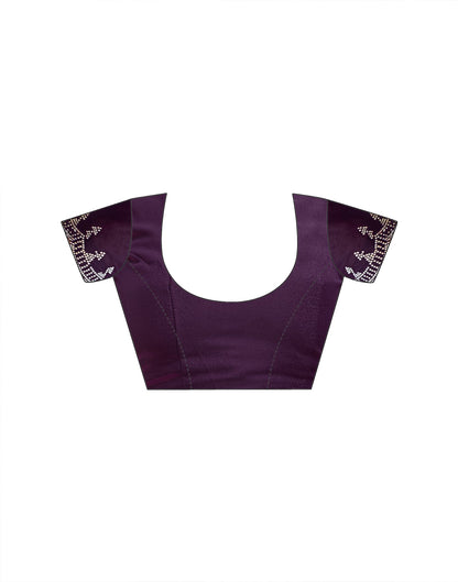 Dark Wine Georgette Stone Work Swarovski Saree
