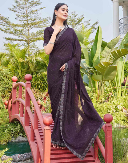 Purple Shimmer Stone Work Swarovski Saree