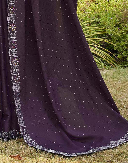 Purple Shimmer Stone Work Swarovski Saree