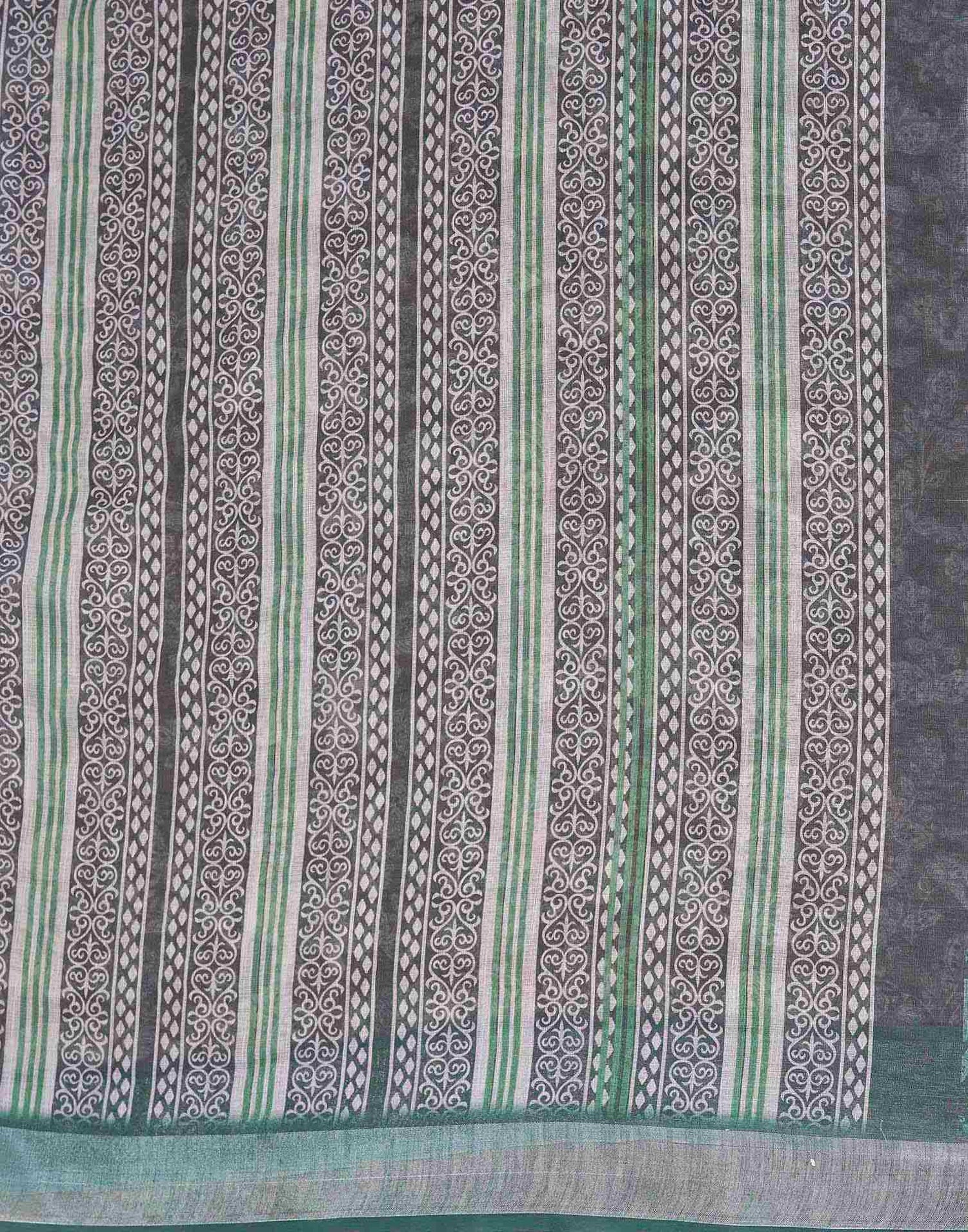 Brown Cotton Floral Printed Saree