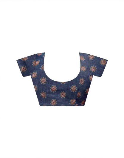 Beige Cotton Printed Saree