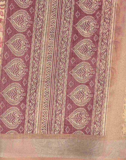 Beige Cotton Printed Saree