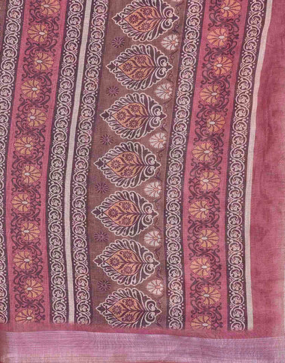 Peach Cotton Printed Saree
