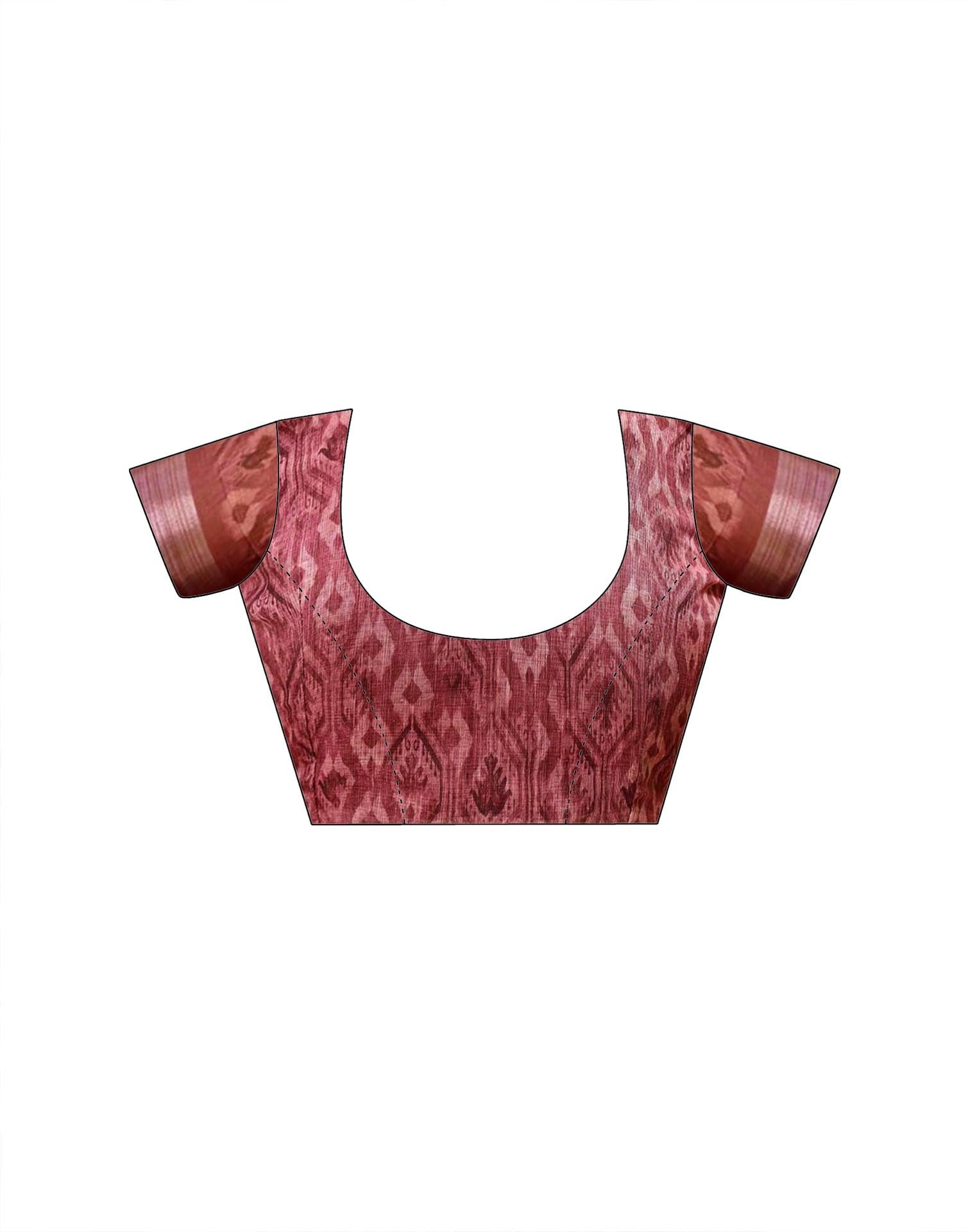 Peach Cotton Printed Saree