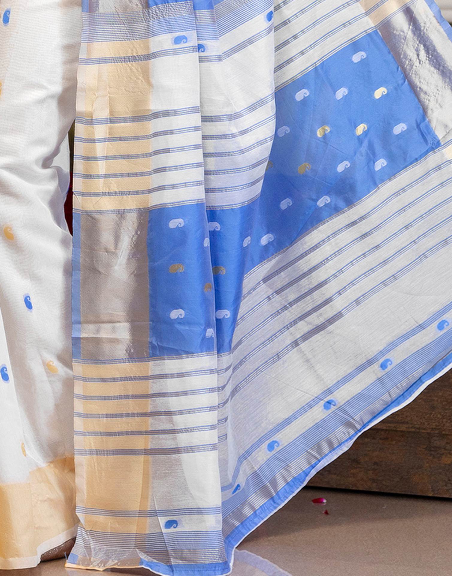 White Linen Woven Saree