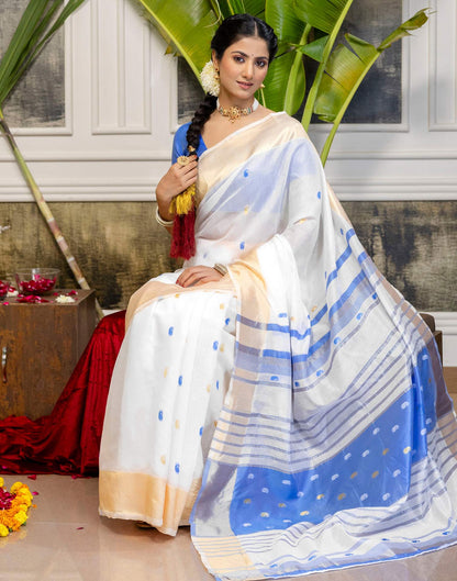 White Linen Woven Saree