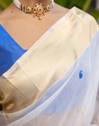 White Linen Woven Saree