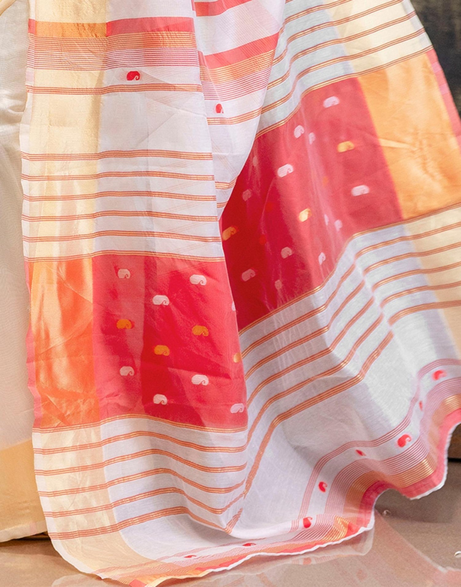 White Linen Woven Saree