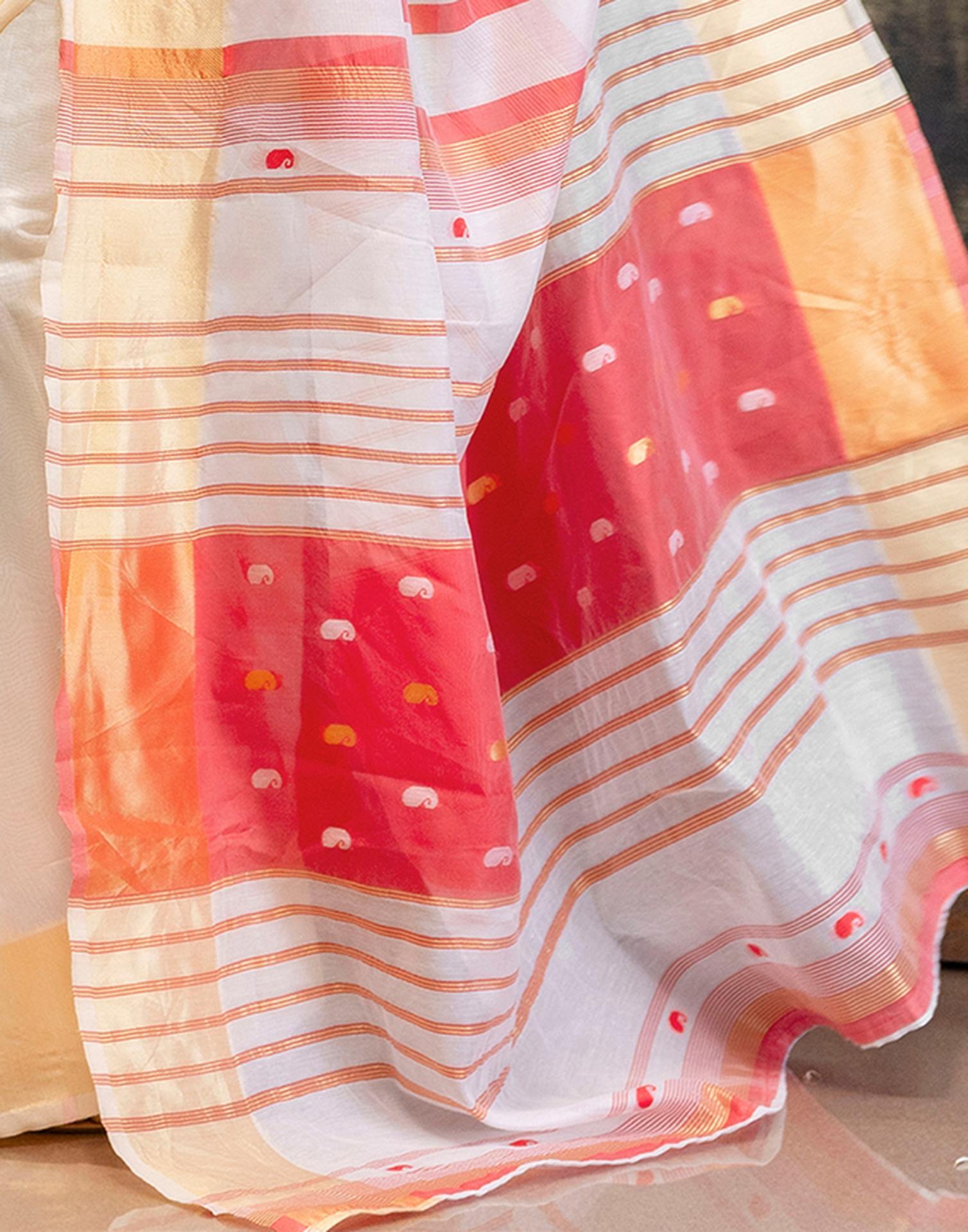 White Linen Woven Saree