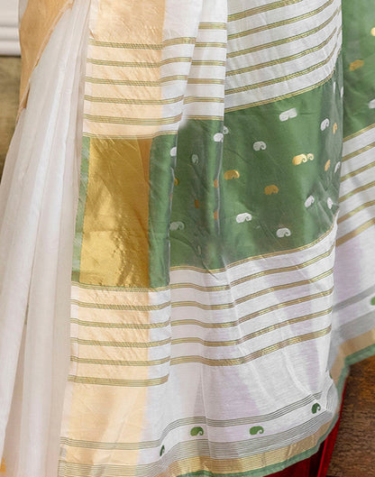 White Linen Woven Saree