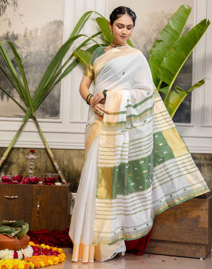 White Linen Woven Saree