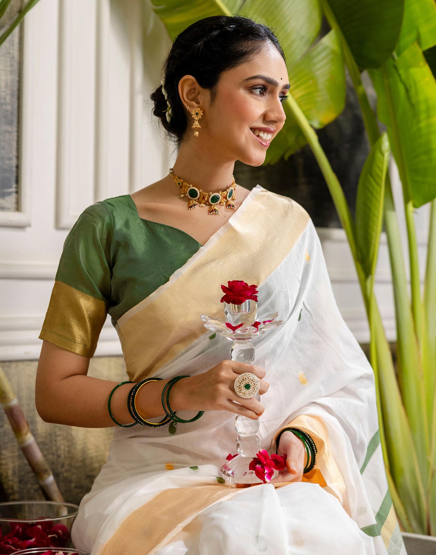 White Linen Woven Saree