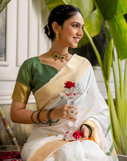 White Linen Woven Saree