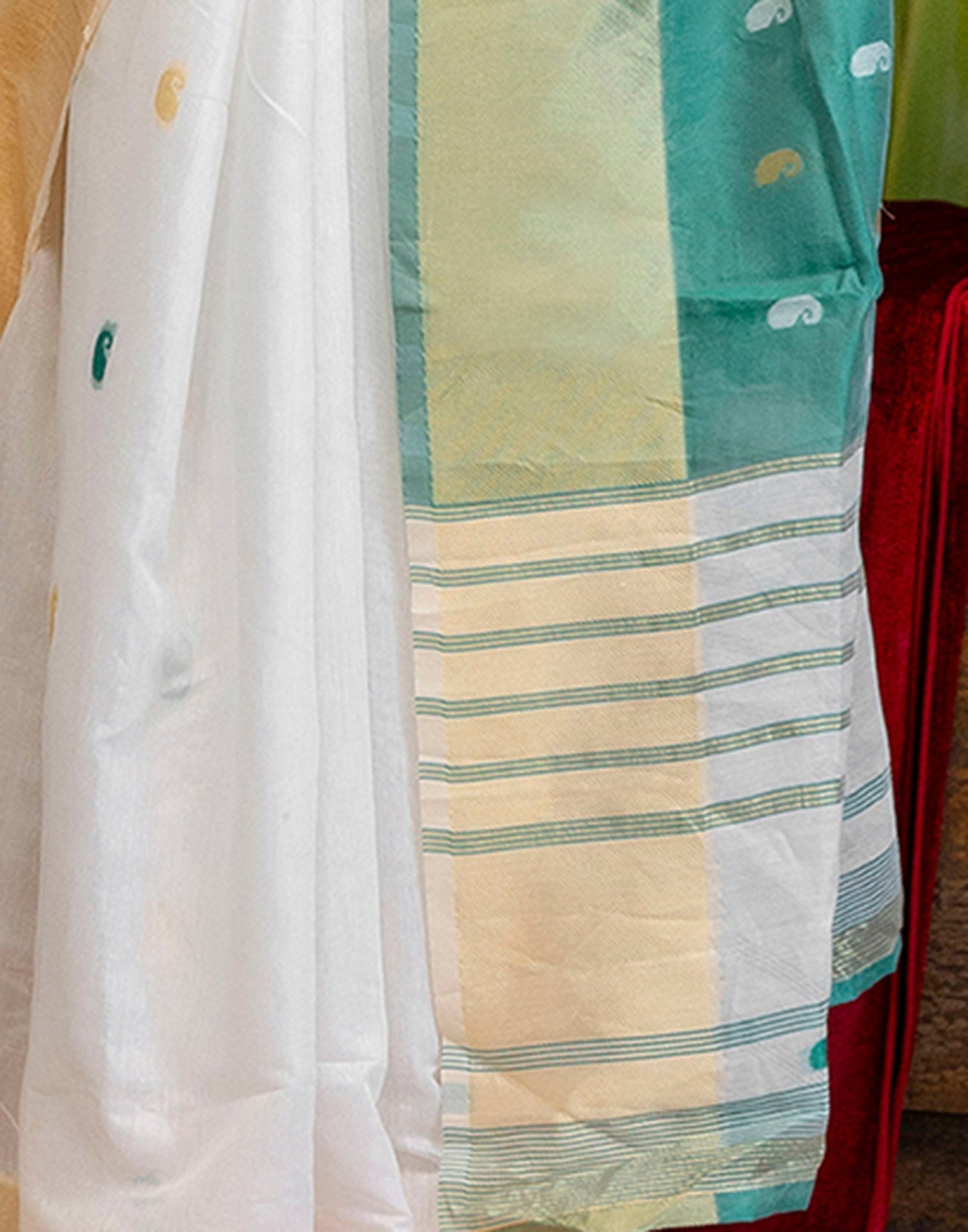 White Linen Woven Saree