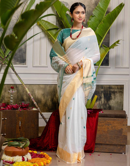 White Linen Woven Saree