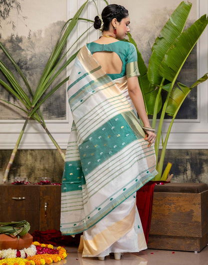 White Linen Woven Saree