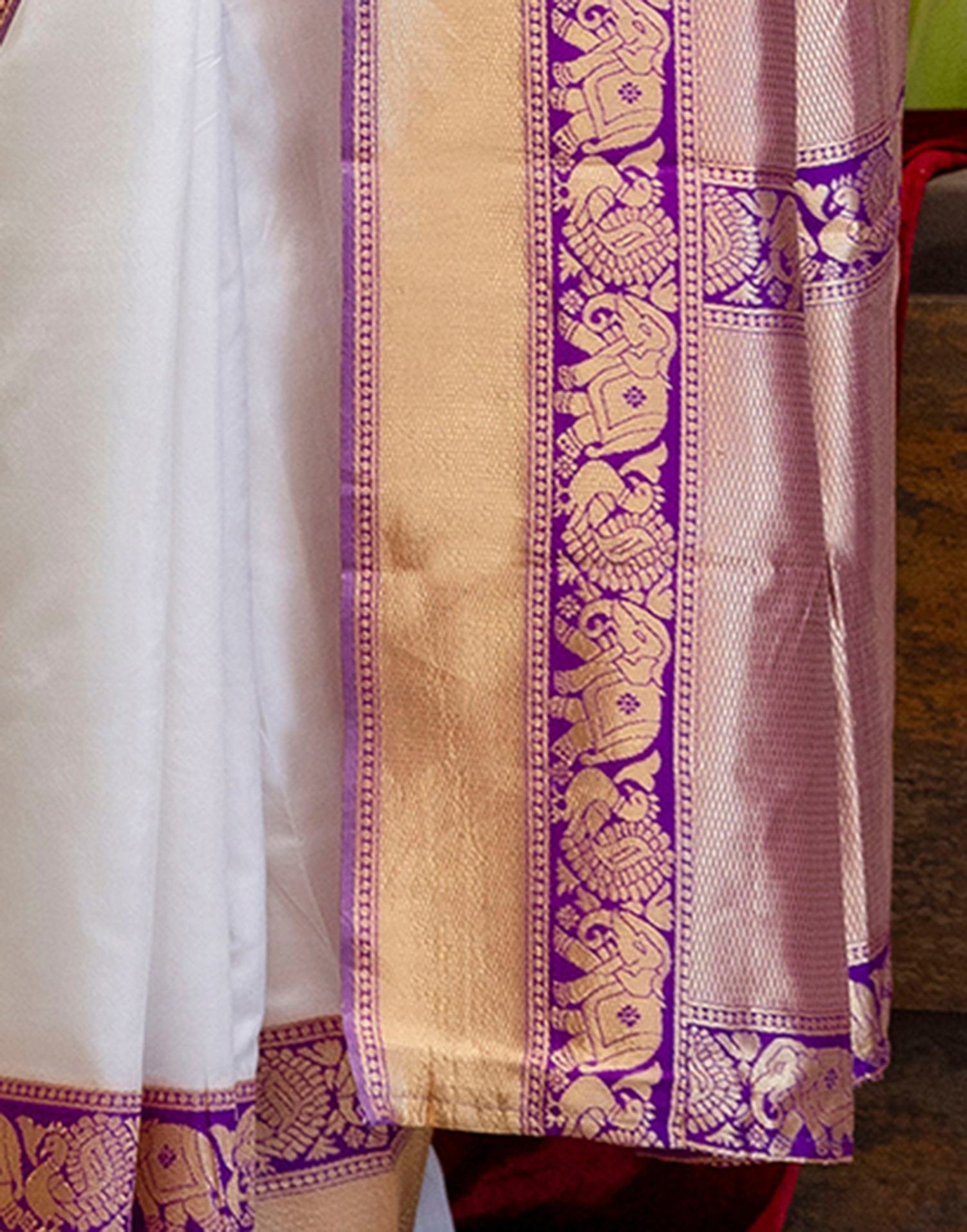 White Silk Woven Kanjivaram Saree