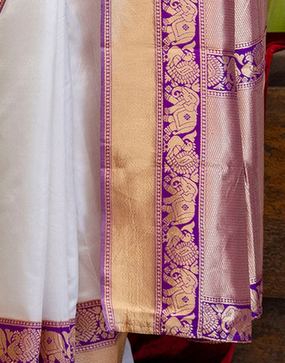 White Silk Woven Kanjivaram Saree