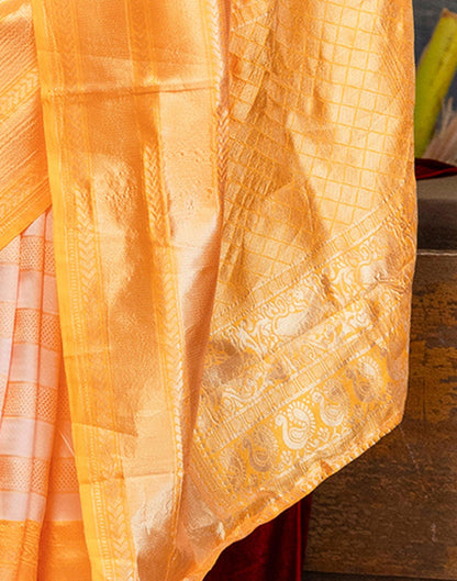 White Silk Woven Kanjivaram Saree