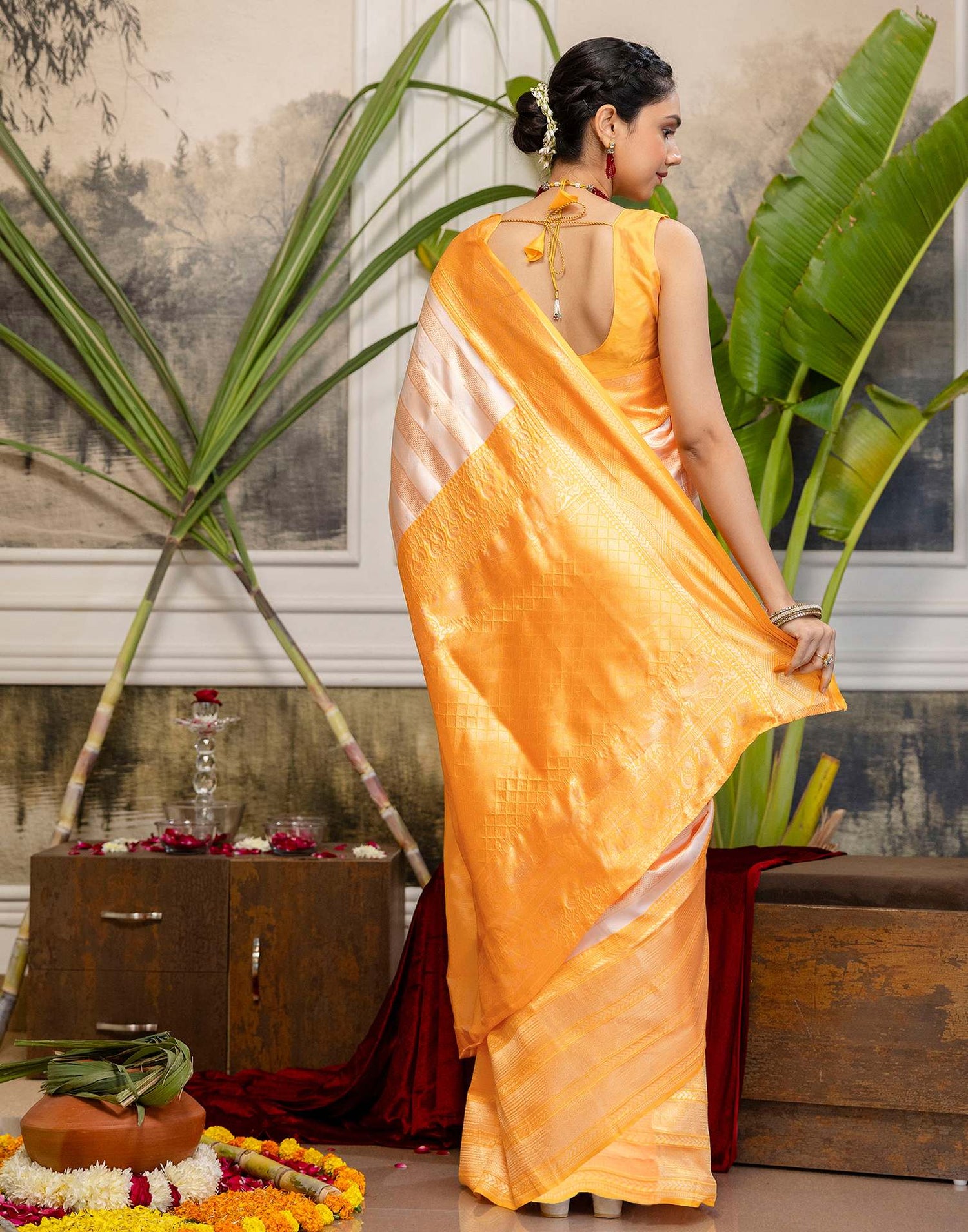 White Silk Woven Kanjivaram Saree